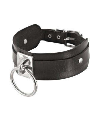 Collier fétichiste avec anneau métal pour laisse 